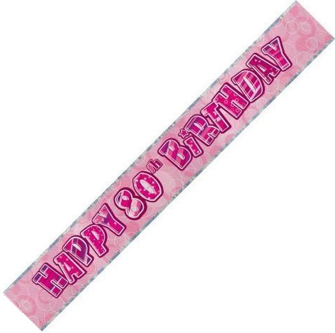 (image for) Happy 80th Birthday Pink Foil Banner (3.6m)